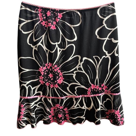 Vintage Y2K Luna Chix Black Pink Floral Ruffle Flowy Skirt Women's Size Medium - Picture 3 of 4